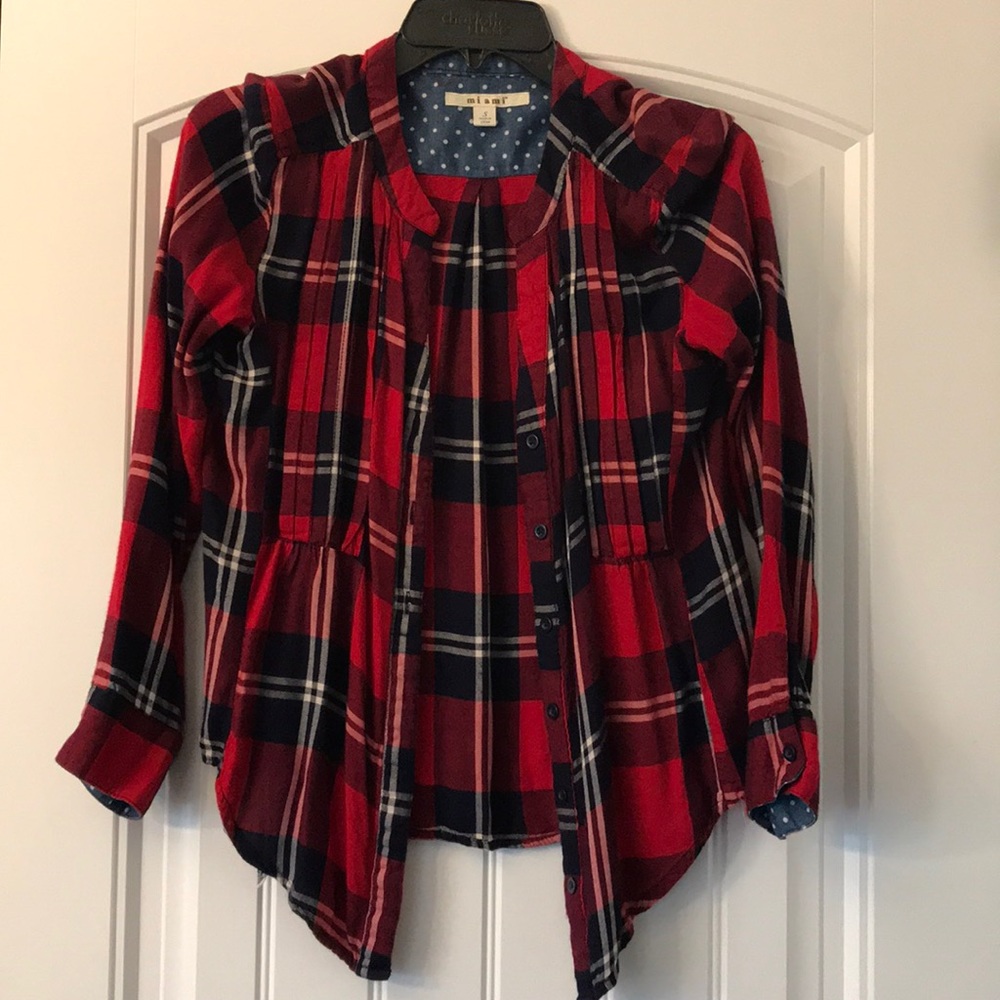 Blue white and red flannel